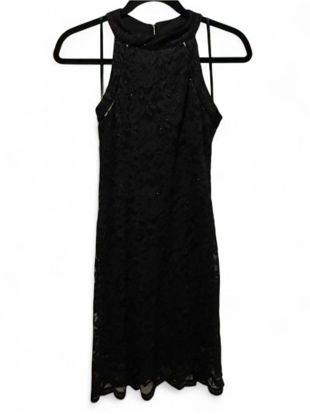 Jump Black Lace High-Neck Midi Dress